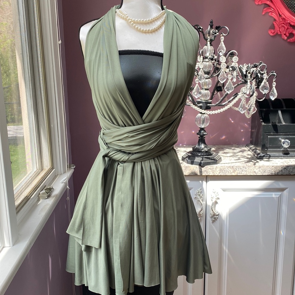 Sage Versatile Spandex Stretch Cocktail Mini Dress